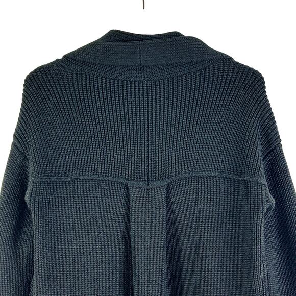 Bebe Longline Open Front Ribbed Knit Duster Cardigan Black - Picture 7 of 11